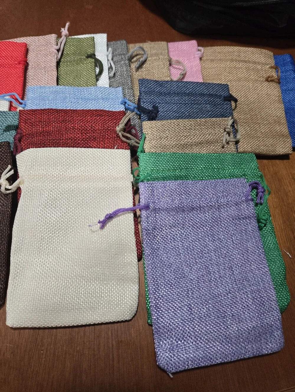 Set of Small 20 Drawstring  Pouches - Pastel Pink & Lavender As Well As Other Co